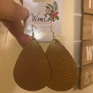 New gold metallic faux leather earrings
